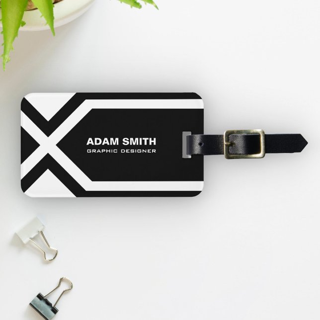 Etiqueta Para Maletas Nombre de encargo personalizado blanco y negro (Subido por el creador)