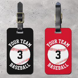 Etiqueta Para Maletas Nombre de equipo de béisbol personalizado, número 