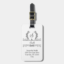 Etiqueta Para Maletas Nombre de familia personalizado con monograma en g