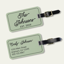 Etiqueta Para Maletas Nombre de familia personalizado en elegante escrit