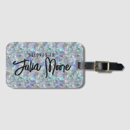 Etiqueta Para Maletas Nombre de fondo holográfico de la piedra óptica