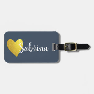 Etiqueta Para Maletas Nombre de guión personalizado Purpurina de oro Mar