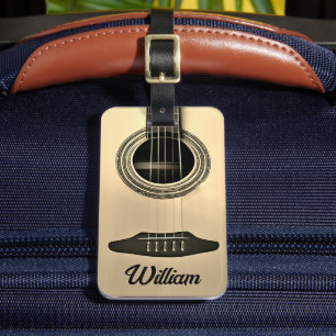 Etiqueta Para Maletas Nombre de instrumento de guitarra acústica de Tan 
