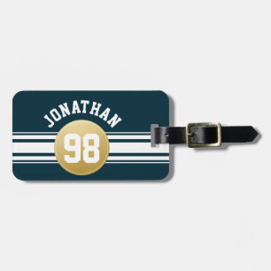 Etiqueta Para Maletas Nombre de las franjas de Jersey de Navy Blue and G