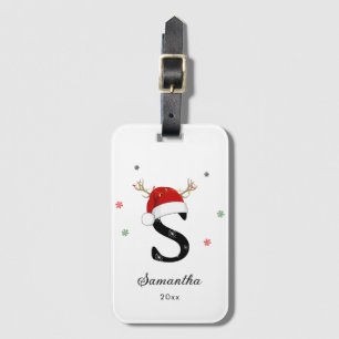 Etiqueta Para Maletas Nombre de letra Santa Hat Monograma Personaliz