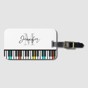Etiqueta Para Maletas Nombre de monograma de piano personalizado