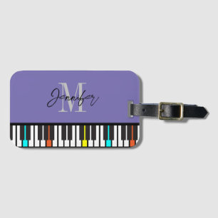 Etiqueta Para Maletas Nombre de monograma de piano personalizado
