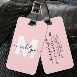 Etiqueta Para Maletas Nombre de monograma personalizado moderno femenino