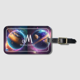 Etiqueta Para Maletas Nombre de monograma personalizado Planeta Galaxia