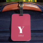 Etiqueta Para Maletas Nombre de monograma simple para magenta de moda<br><div class="desc">Etiqueta de equipaje de monograma simple de magenta de moda</div>