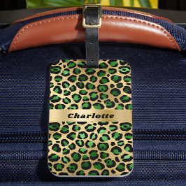 Etiqueta Para Maletas Nombre de patrón de chita de oro verde leopardo