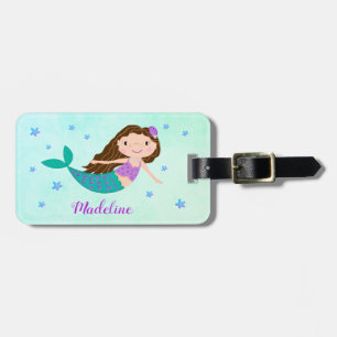 Etiqueta Para Maletas Nombre de Purpurina púrpura de Sirena