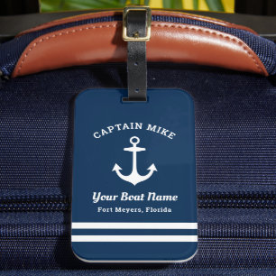 Etiqueta Para Maletas Nombre del barco del capitán del Personalizado azu