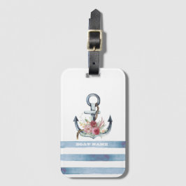 Etiqueta Para Maletas Nombre del barco náutico,Bandas de flores de ancla