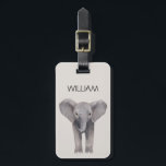 Etiqueta Para Maletas Nombre del elefante del bebé<br><div class="desc">lindo bebé elefante ilustracion nombre personalizado etiqueta de equipaje</div>