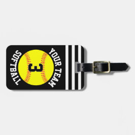 Etiqueta Para Maletas Nombre del equipo de Softbol y número de jugador B