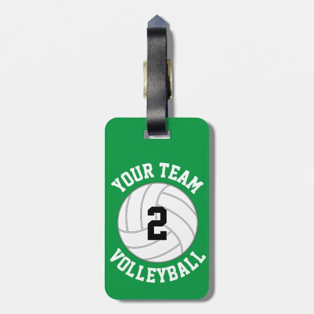 Etiqueta Para Maletas Nombre del equipo de voleibol personalizado, númer (Atrás Vertical)