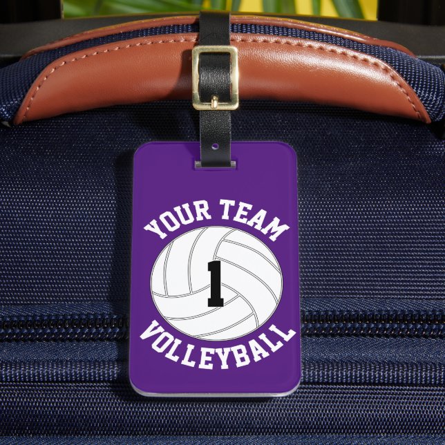 Etiqueta Para Maletas Nombre del equipo de voleibol personalizado, númer (Anverso In situ 2)
