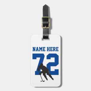 Etiqueta Para Maletas Nombre del jugador de hockey personalizado número 