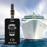 Etiqueta Para Maletas Nombre del monograma blanco negro del pelotón de c<br><div class="desc">Un fondo negro,  decorado con un crucero y el texto: Escuadrón de cruceros. Personalice y agregue sus iniciales de monograma y nombre completo en la parte delantera. Atrás: añade tu información de contacto.</div>