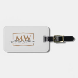 Etiqueta Para Maletas Nombre del Monograma de Oro Plateado