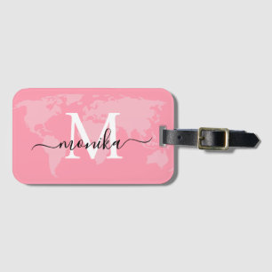 Etiqueta Para Maletas Nombre del monograma del Personalizado de mapas ro