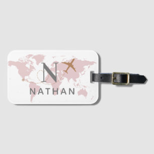 Etiqueta Para Maletas Nombre del monograma del Personalizado de mapas ro