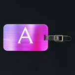 Etiqueta Para Maletas Nombre del monograma Metalizado cepillado rosa pas<br><div class="desc">Pastel Ombre Rosa,  Naranja y Purple Cepillado Metalizado Nombre del Monograma de Relieve metalizado y Etiqueta de equipaje inicial. Esta etiqueta de bolso es perfecta para volver a la escuela,  trabajar o viajar.</div>