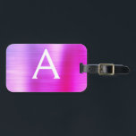 Etiqueta Para Maletas Nombre del monograma Metalizado cepillado rosa pas<br><div class="desc">Pastel Ombre Rosa,  Naranja y Purple Cepillado Metalizado Nombre del Monograma de Relieve metalizado y Etiqueta de equipaje inicial. Esta etiqueta de bolso es perfecta para volver a la escuela,  trabajar o viajar.</div>