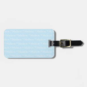Etiqueta Para Maletas nombre del personalizable, azul claro blanco doble