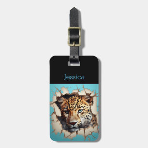 Etiqueta Para Maletas Nombre del Personalizable azul del leopardo del mó