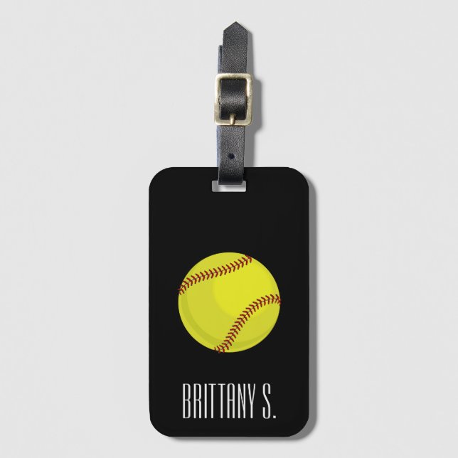 Etiqueta Para Maletas Nombre del personalizado del estilo del softball (Anverso vertical)