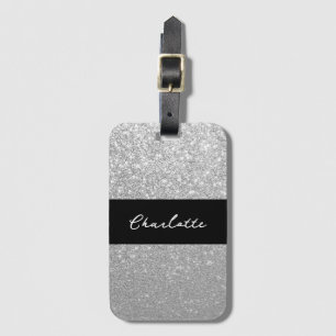 Etiqueta Para Maletas Nombre del Purpurina de plata esparkle de lujo