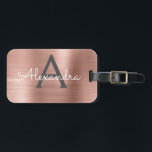 Etiqueta Para Maletas Nombre e inicial metalizado cepillados oro color<br><div class="desc">Nombre cepillado rosado del monograma del Relieve metalizado metalizado de Rubor del oro color de rosa} y etiqueta inicial del equipaje. Esta etiqueta del bolso es perfecta para de nuevo a la escuela,  el trabajo,  o viajar.</div>