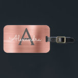 Etiqueta Para Maletas Nombre e inicial metalizado cepillados oro color<br><div class="desc">Nombre cepillado rosado del monograma del Relieve metalizado metalizado de Rubor del oro color de rosa} y etiqueta inicial del equipaje. Esta etiqueta del bolso es perfecta para de nuevo a la escuela,  el trabajo,  o viajar.</div>