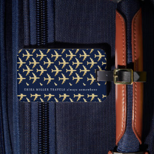 Etiqueta Para Maletas Nombre Faux Gold Airaviones Viajes