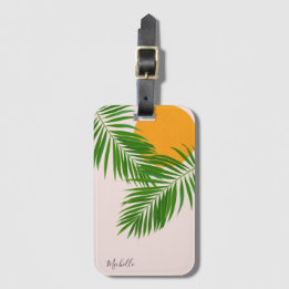 Etiqueta Para Maletas Nombre Minimalista de la paleta de atardecer tropi