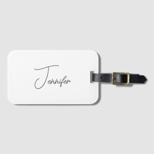 Etiqueta Para Maletas Nombre minimalista moderno en gris y blanco con le