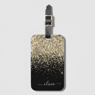 Etiqueta Para Maletas Nombre Monograma Brillante Destello Glitter Femeni