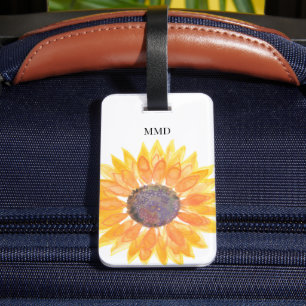 Etiqueta Para Maletas Nombre Monograma girasol amarillo 