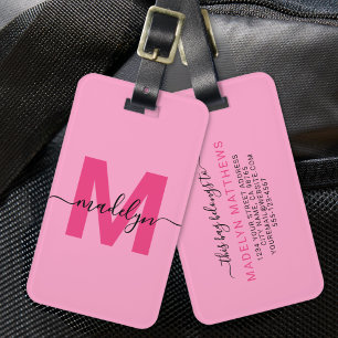 Etiqueta Para Maletas Nombre Monograma Personalizado Moderno Femenino Ro