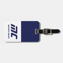 Etiqueta Para Maletas Nombre monogramado azul moderno negrita simplista