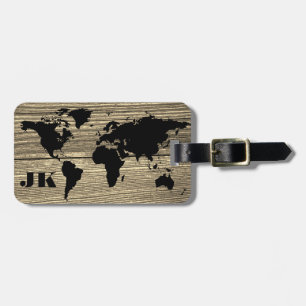 Etiqueta Para Maletas Nombre monogramado de Madera Masculina Moderna