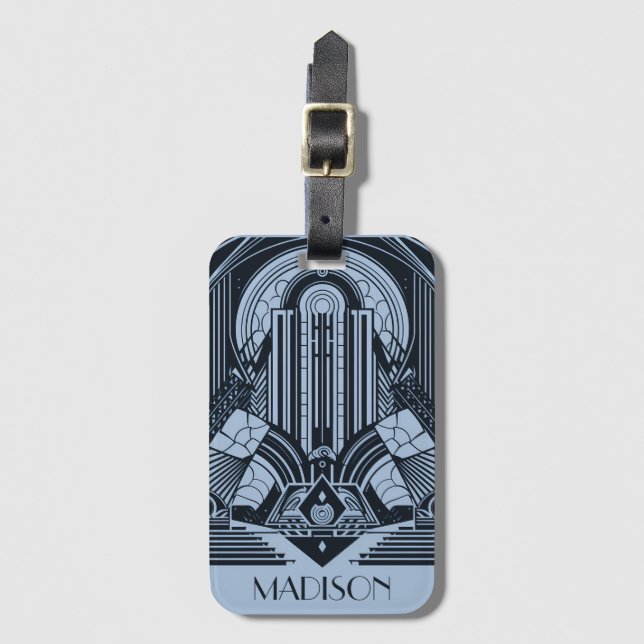 Etiqueta Para Maletas Nombre personalizado Art Deco (Anverso vertical)