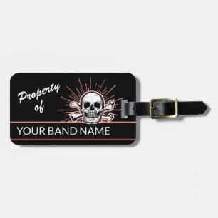 Etiqueta Para Maletas Nombre personalizado Banda Skull Bones Rock Punk B