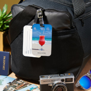 Etiqueta Para Maletas Nombre personalizado Beach Coctail