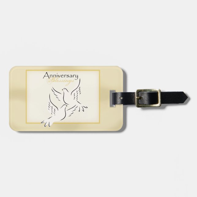 Etiqueta Para Maletas Nombre personalizado, bendiciones del aniversario  (Frente Horizontal)