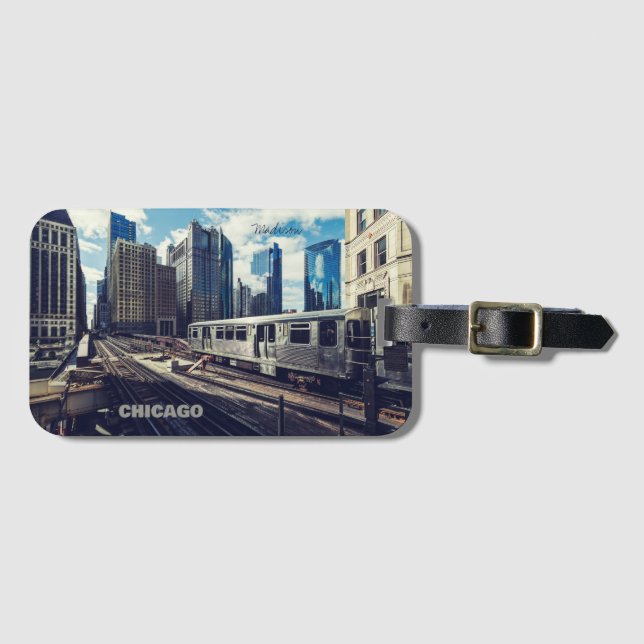 Etiqueta Para Maletas Nombre personalizado Chicago USA (Anverso horizontal)