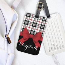 Nombre personalizado Cinta roja y placa de tartán