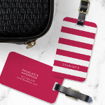 Etiqueta Para Maletas Nombre personalizado Color editable y franjas blan<br><div class="desc">Etiquetas portaequipajes con color modificable (haga clic en personalizar y cambie el color de fondo) y franjas blancas. Personalice esto reemplazando el texto del marcador de posición con su nombre y para más opciones como cambiar el tipo de letra, su tamaño y el espaciado entre letras haga clic en el...</div>
